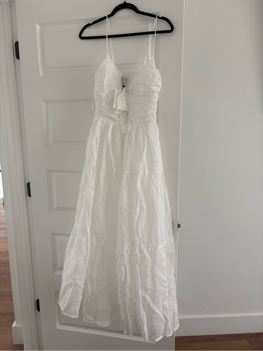 DISSH White Lace-Up Ruched Midi Dress NWT US 2